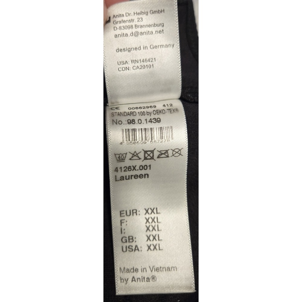 Anita Laureen Black XXL Nursing Bra Front Zip Clips Wireless Adjustable Stretch - Picture 4 of 7